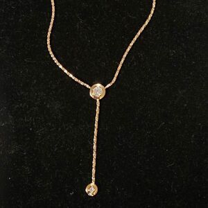 New Gold Tone Rhinestone Lariat Necklace